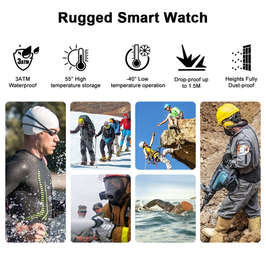 Rugged Smartwatch Waterproof Outdoor Sports Fitness Tracker