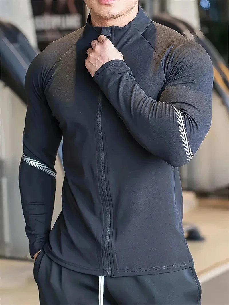 Men Compression Sports Jacket Quick Dry Gym Running Wear