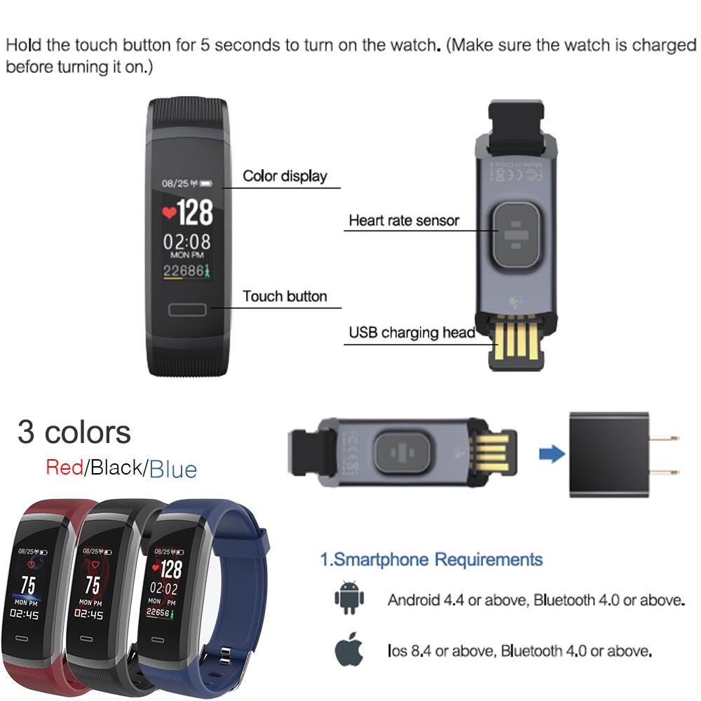 Sport Smartwatch Waterproof Color Screen Fitness Tracker