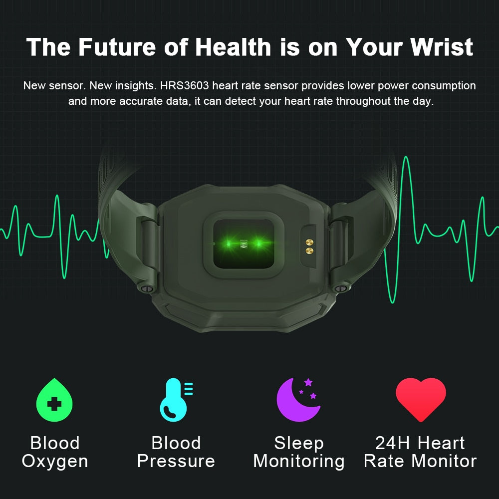 Rugged Smartwatch Waterproof Outdoor Sports Fitness Tracker