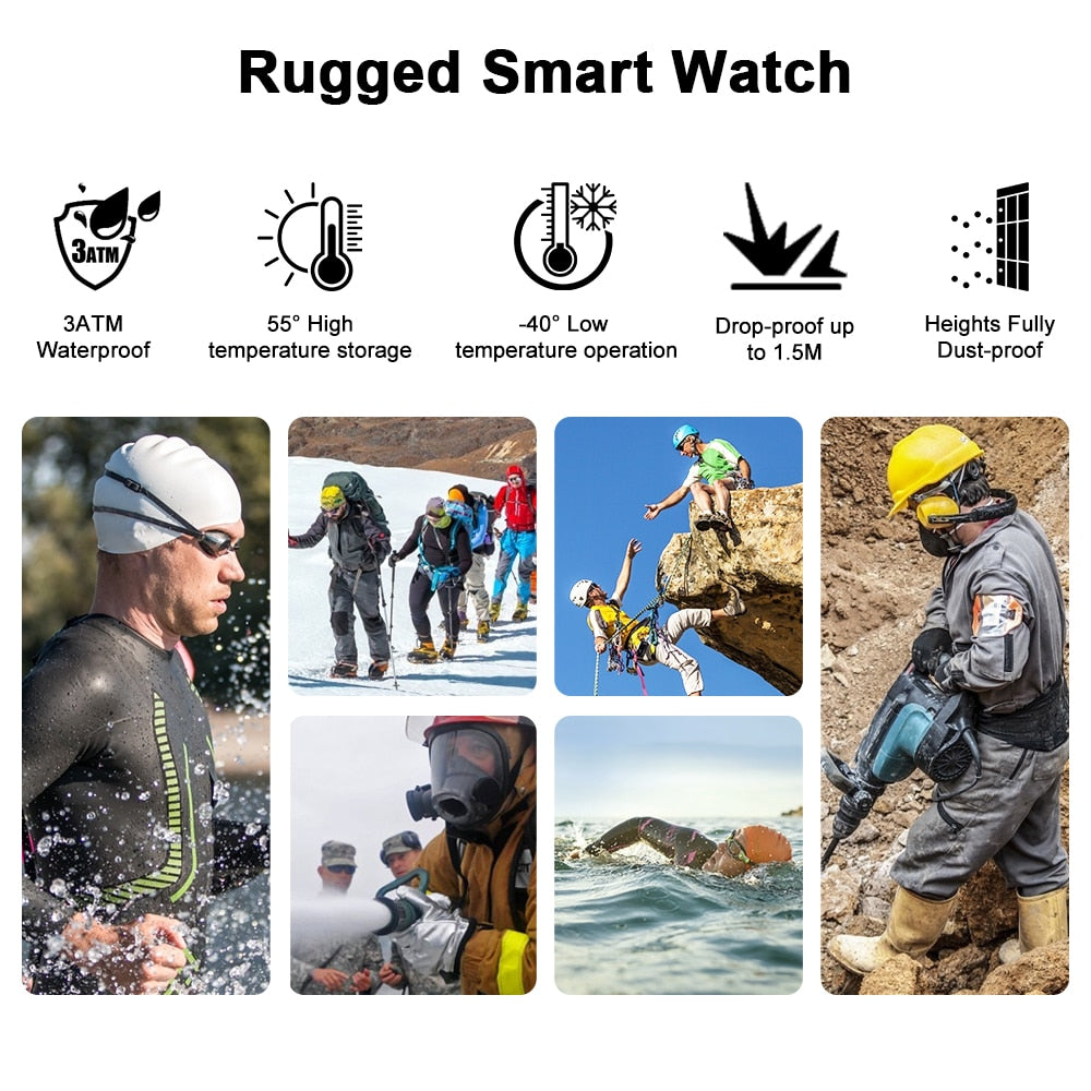 Rugged Smartwatch Waterproof Outdoor Sports Fitness Tracker