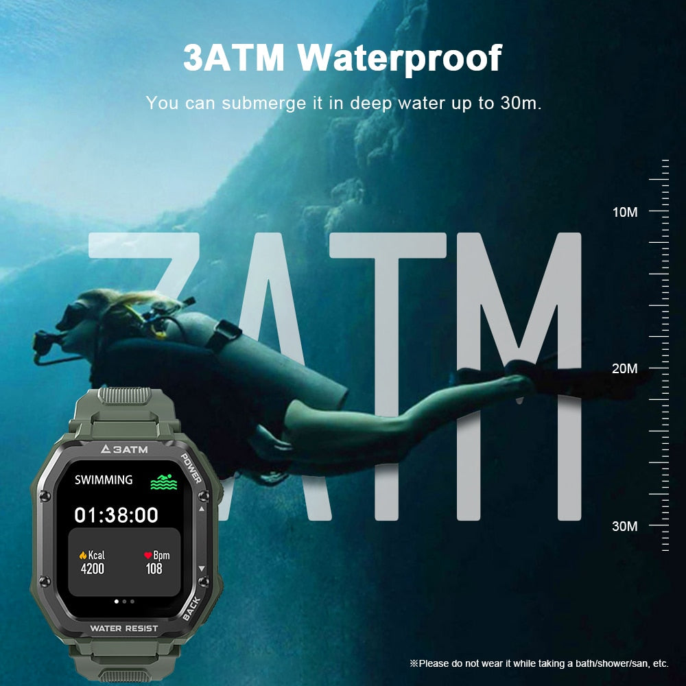 Rugged Smartwatch Waterproof Outdoor Sports Fitness Tracker