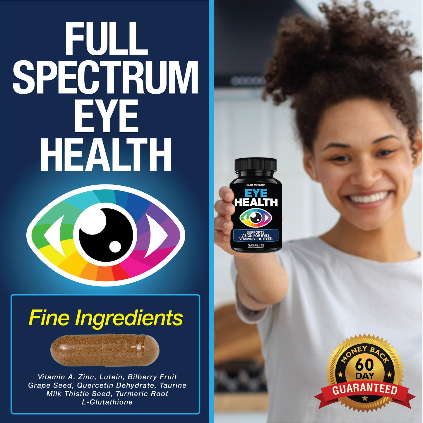 Eye Health Vision Support Vitamins Supplement Capsules 60ct