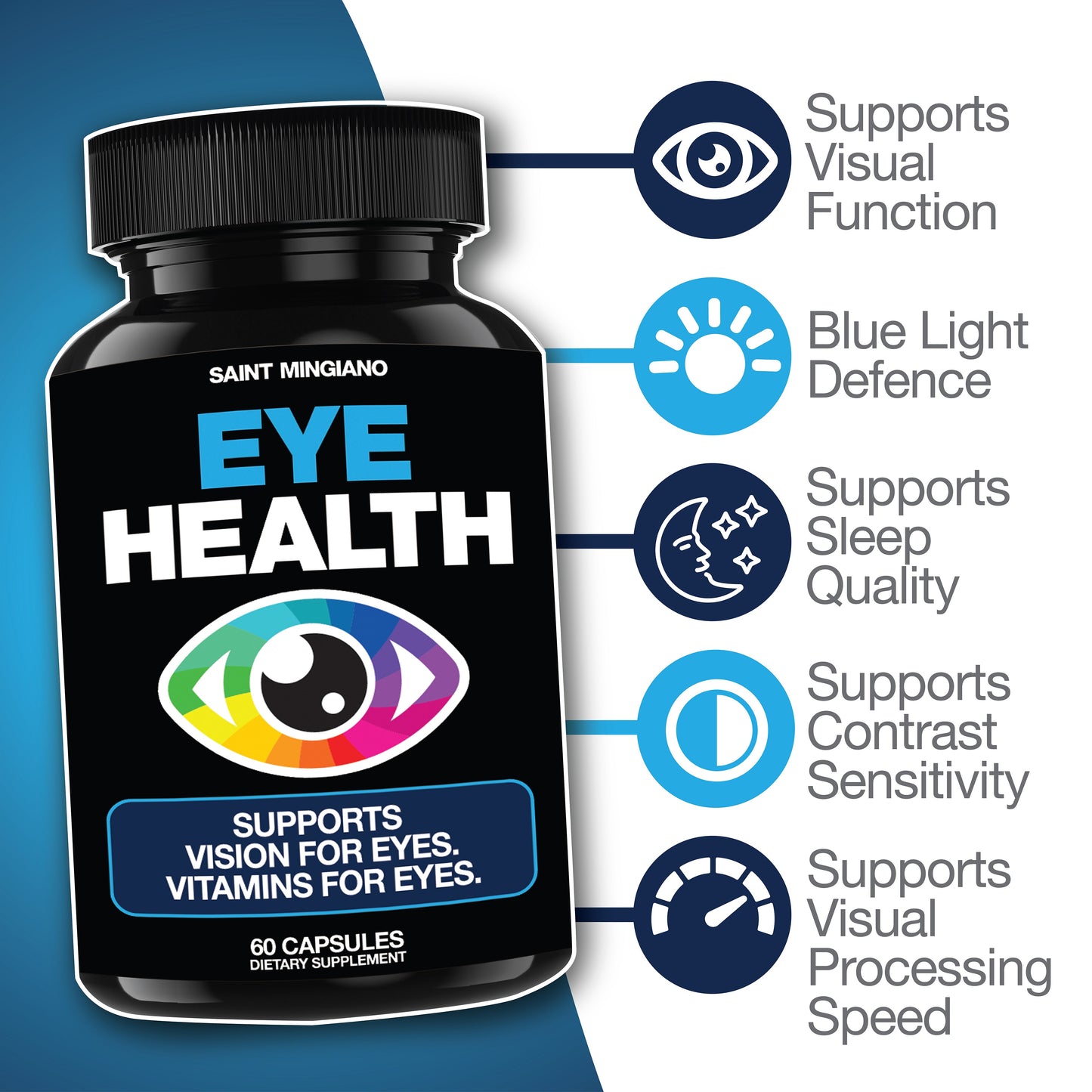 Eye Health Vision Support Vitamins Supplement Capsules 60ct