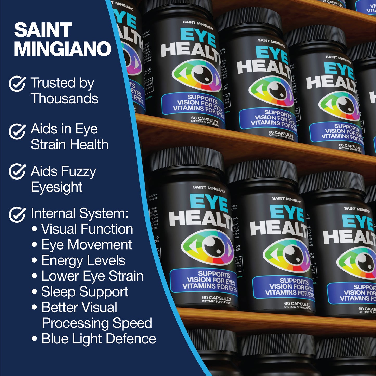 Eye Health Vision Support Vitamins Supplement Capsules 60ct