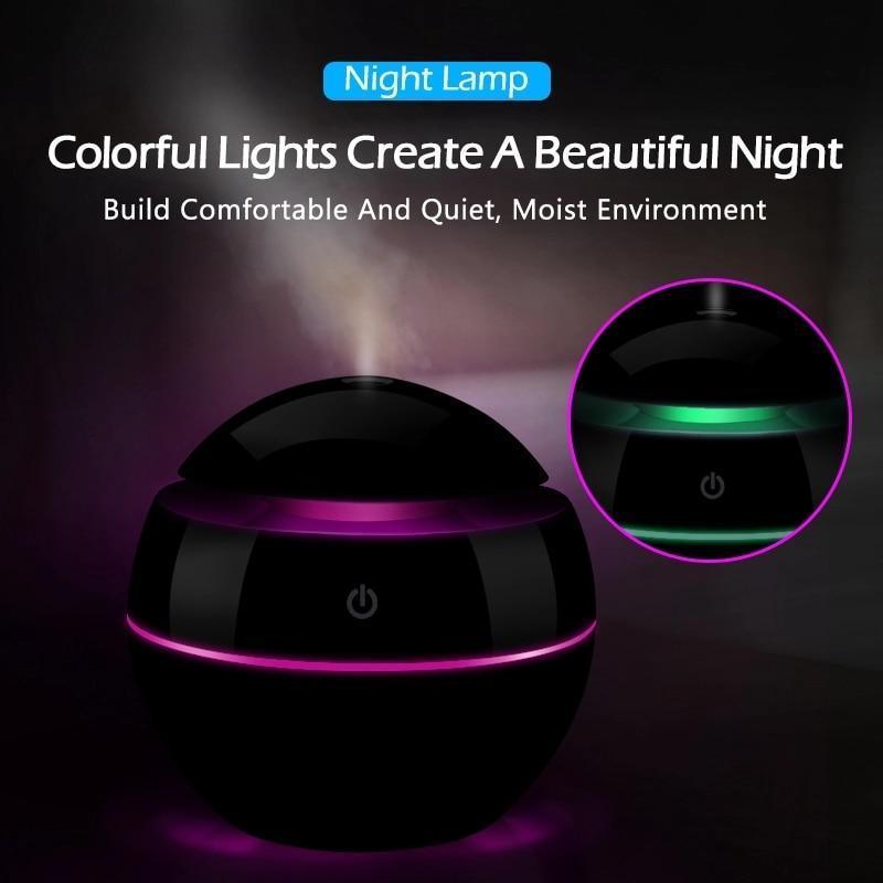Ultrasonic Wood Aroma Diffuser LED Essential Oil Humidifier