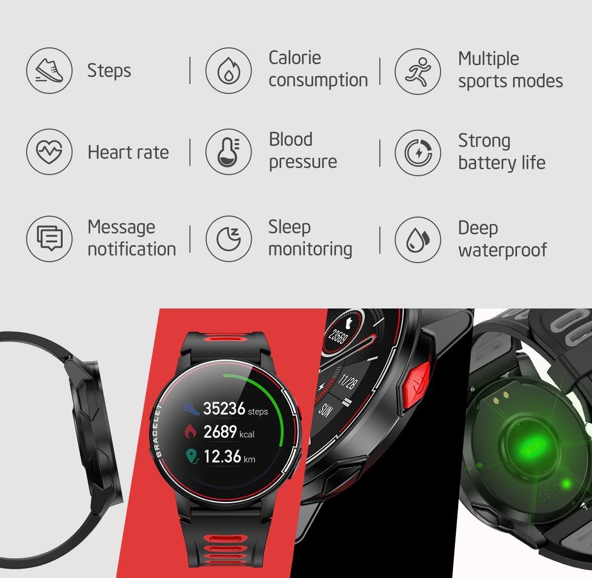 Professional Smartwatch IP68 Waterproof Fitness Tracker Heart Rate