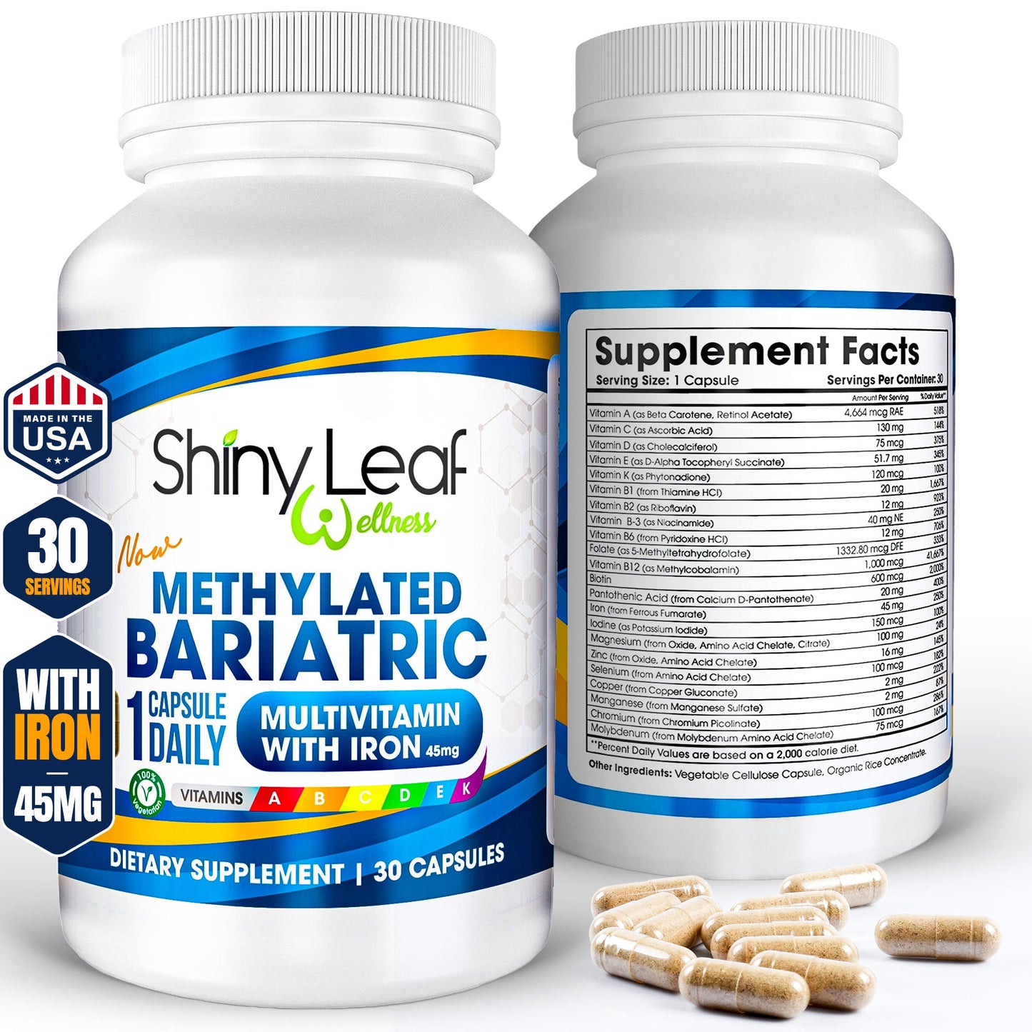 Methylated Bariatric Multivitamin with Iron Daily Capsules 45mg