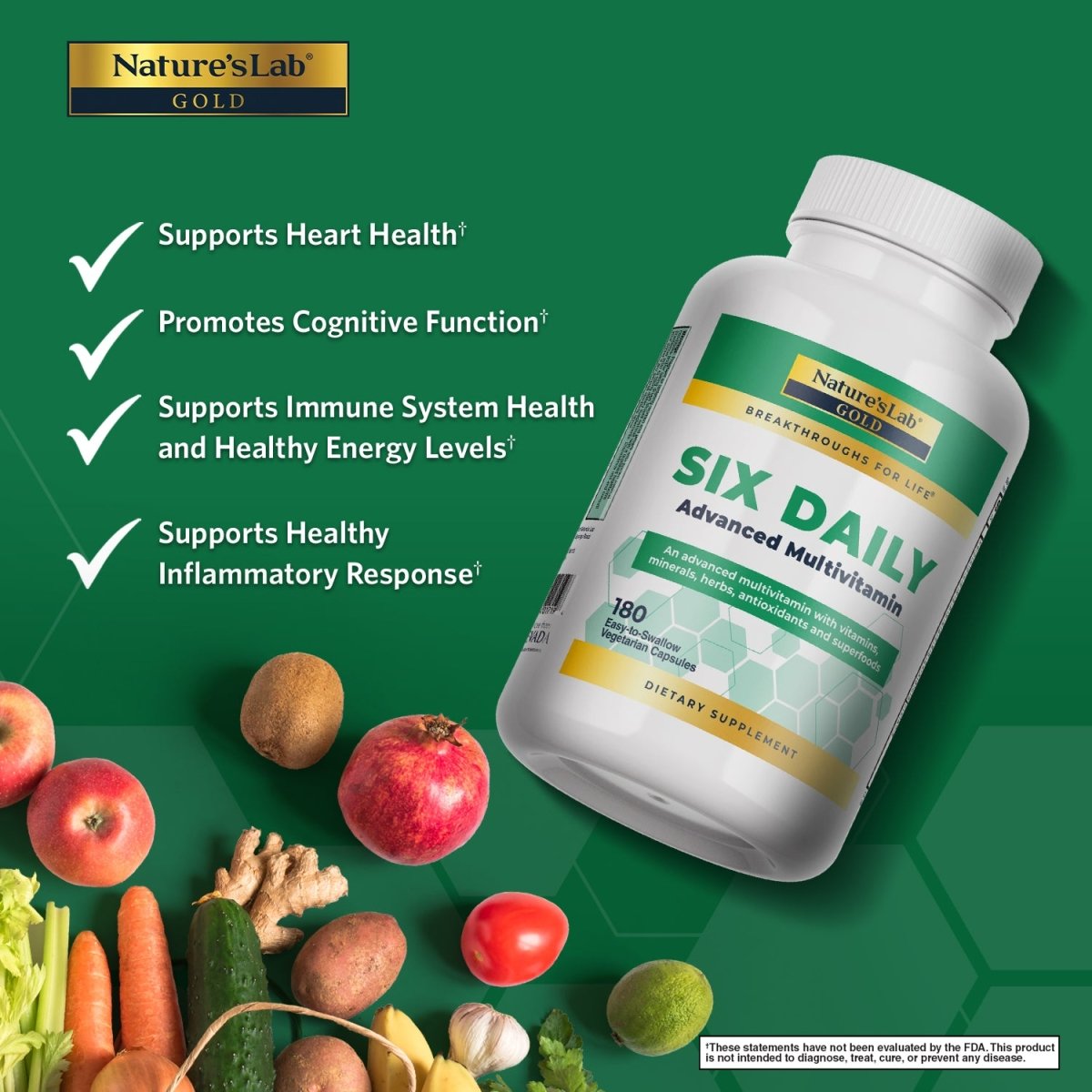 Gold Six Daily Multivitamin 180 Capsules