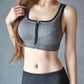 Comfortable High Quality Women's Zipper Sports Bras Plus Size 2XL Wirefree Padded Push Up Tops Lady Girls Breathable Fitness Run Gym Yoga Vest