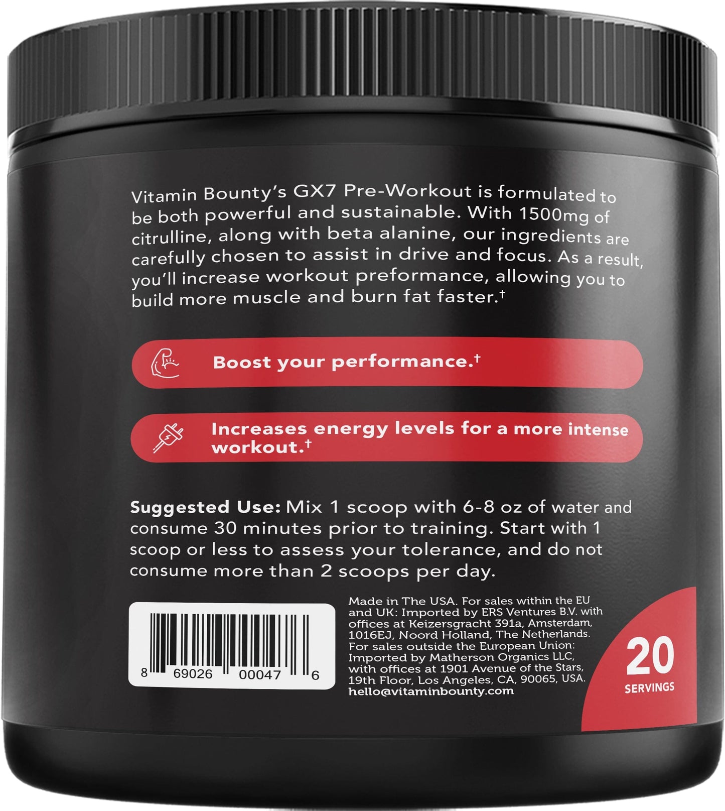 Watermelon Pre Workout Energy Focus Performance Supplement