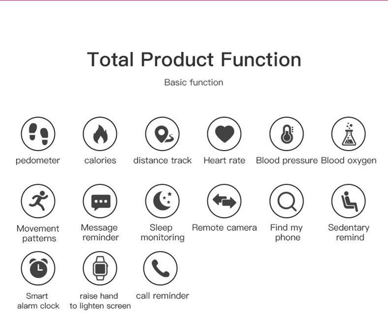 Smartwatch Heart Rate Fitness Tracker Waterproof Touch Screen Watch